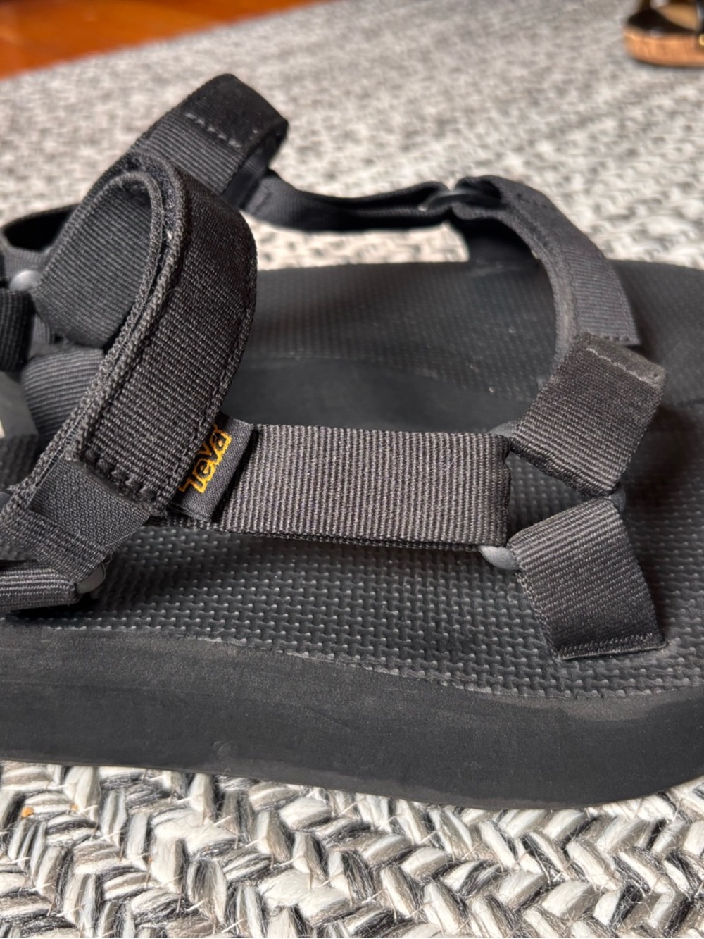 Black Strappy Outdoor Sandals with Logo Tab